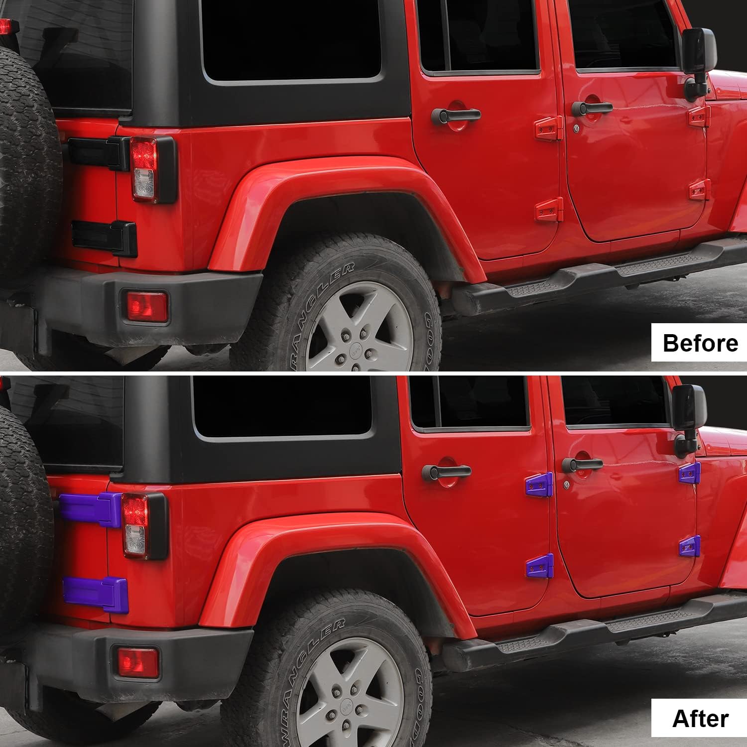 CheroCar Door Hinge Cover &Tailgate Hinge Cover Exterior Accessories Decoration for Jeep Wrangler JK JKU 2/4 Door 2007-2017,Purple
