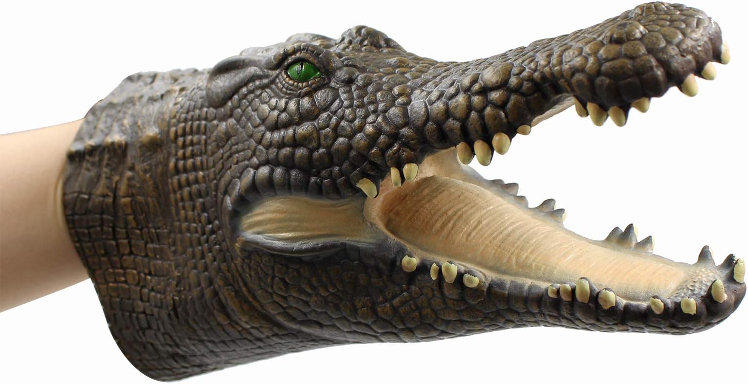 Yolococa Alligator Puppet Crocodile Head Puppets Realistic Soft Latex Rubber Animal Glove Hand Puppet for Kids