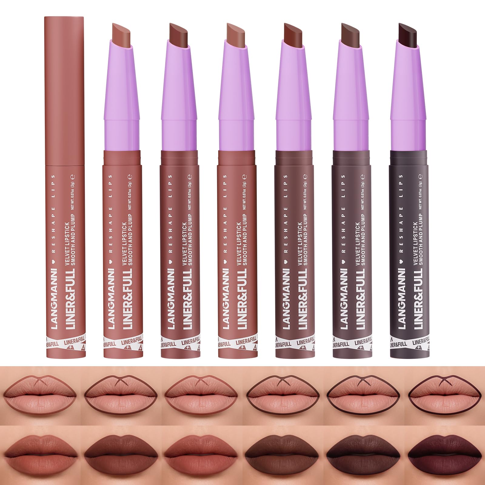 6Pcs 2-in-1 Lipstick and Liner Set, Matte Lip Combo (Bold Sculpt Deep) | Creamy Matte Formula, Flat Edge Tip For Easy Lining, Gradient Ombre Lip Effect, Long Lasting Wear, Makeup Gift Set For Women 6 Count (Pack of 1) Bold Sculpt Deep Lip Combo Set