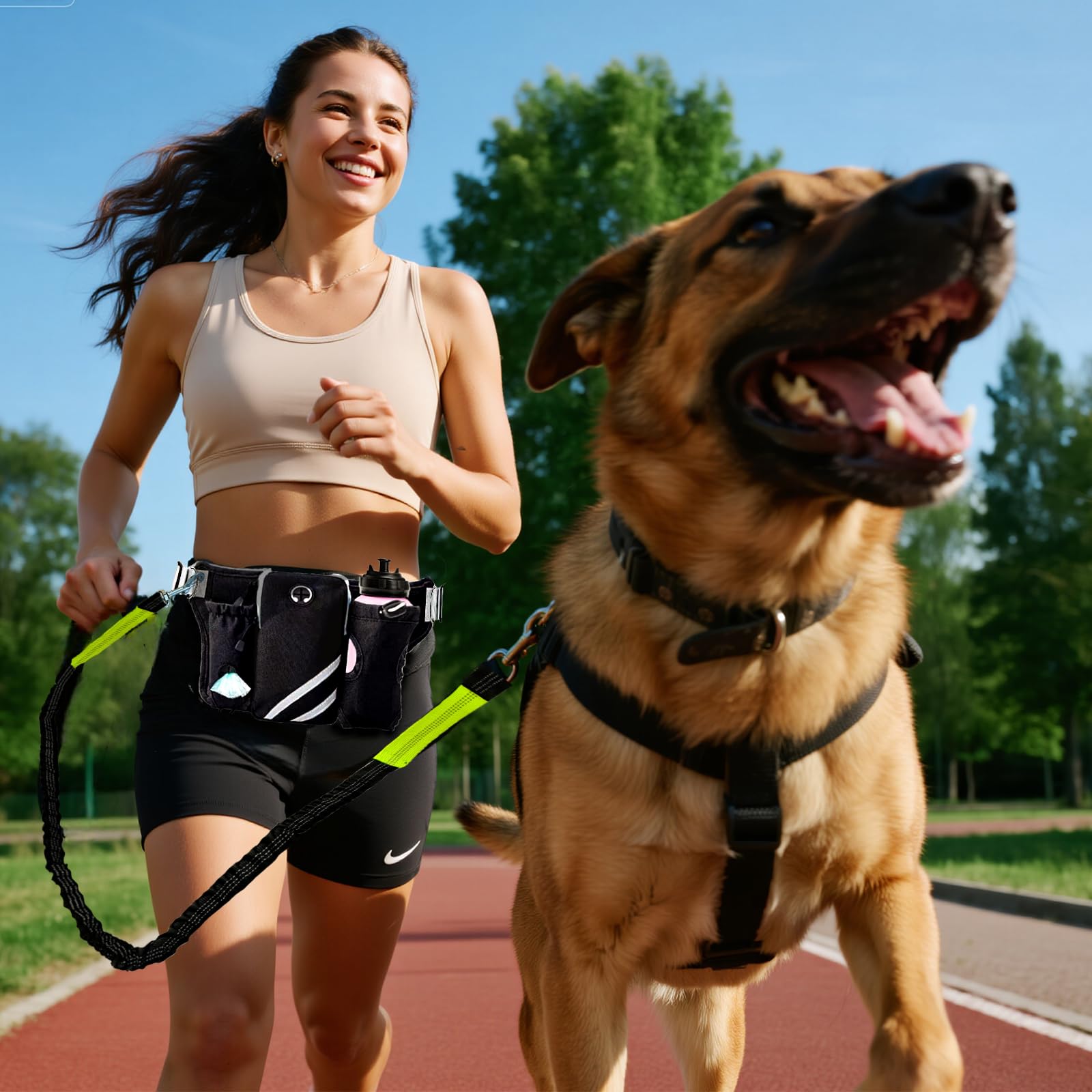 W-UNERVERE Hands Free Dog Leash for Running with Adjustable Waist Belt, Shock Absorbing Bungee & Reflective Stitching for Large Medium Small Dogs on Walks, Jogging, Hiking Training - image 6