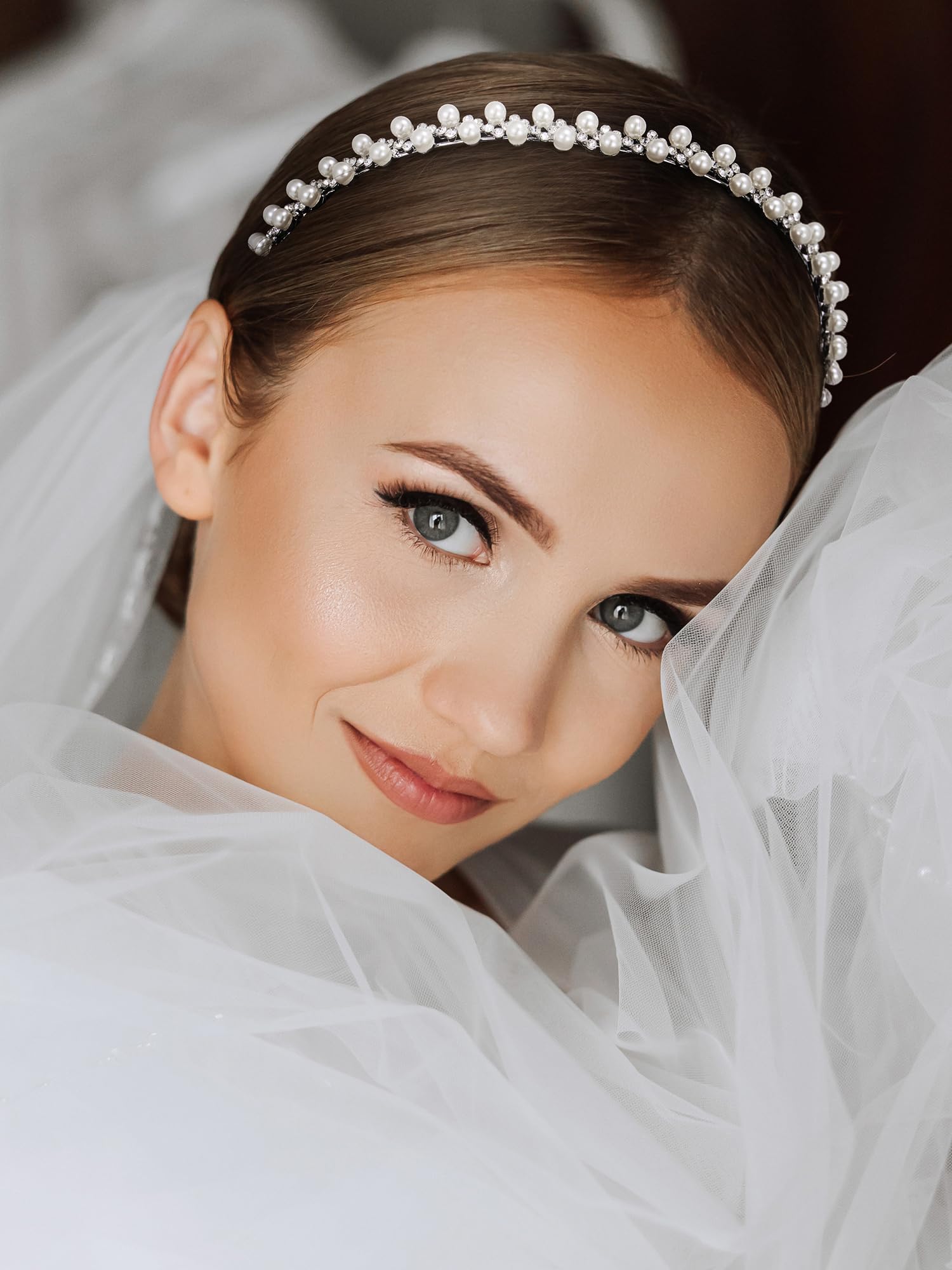 Amazon.com: SWEETV Pearl Bridal Headband Handmade Wedding 