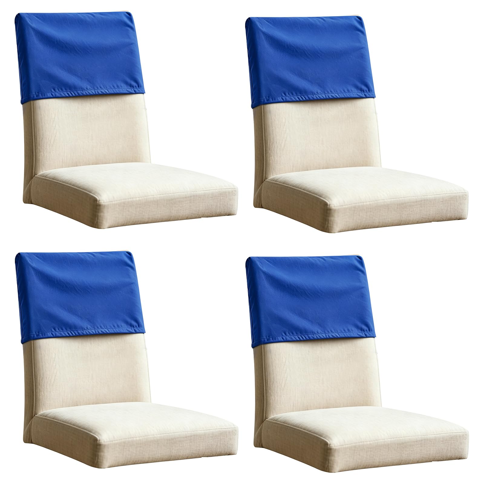 Foppla 4Pcs Dining Chair Back Covers Elastic Polyester Chair Back Protective Cover Dustproof Backrest Slipcover Grey/Black for Home Office(S-Royal blue-4)