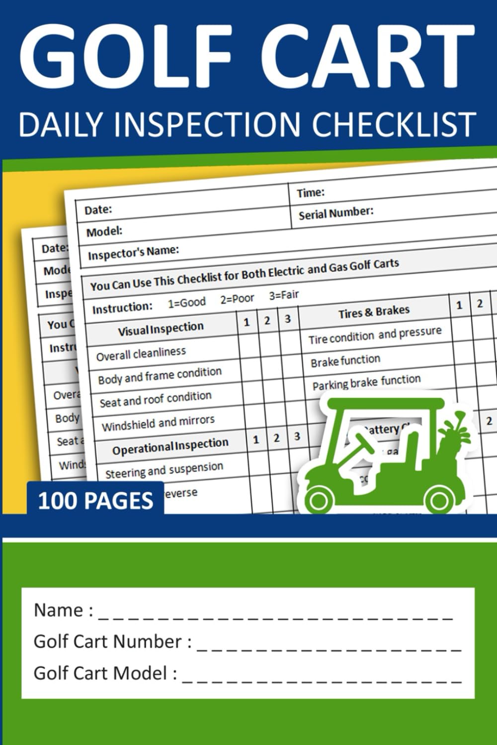 Buy Golf Cart Daily Inspection Checklist Golf Cart PreUse Inspection