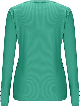 Womens Blouses Trendy 2025 Fall Long Sleeve Button Down Henley T Shirts Ribbed Knit Slim Fit Casual Basic Tops