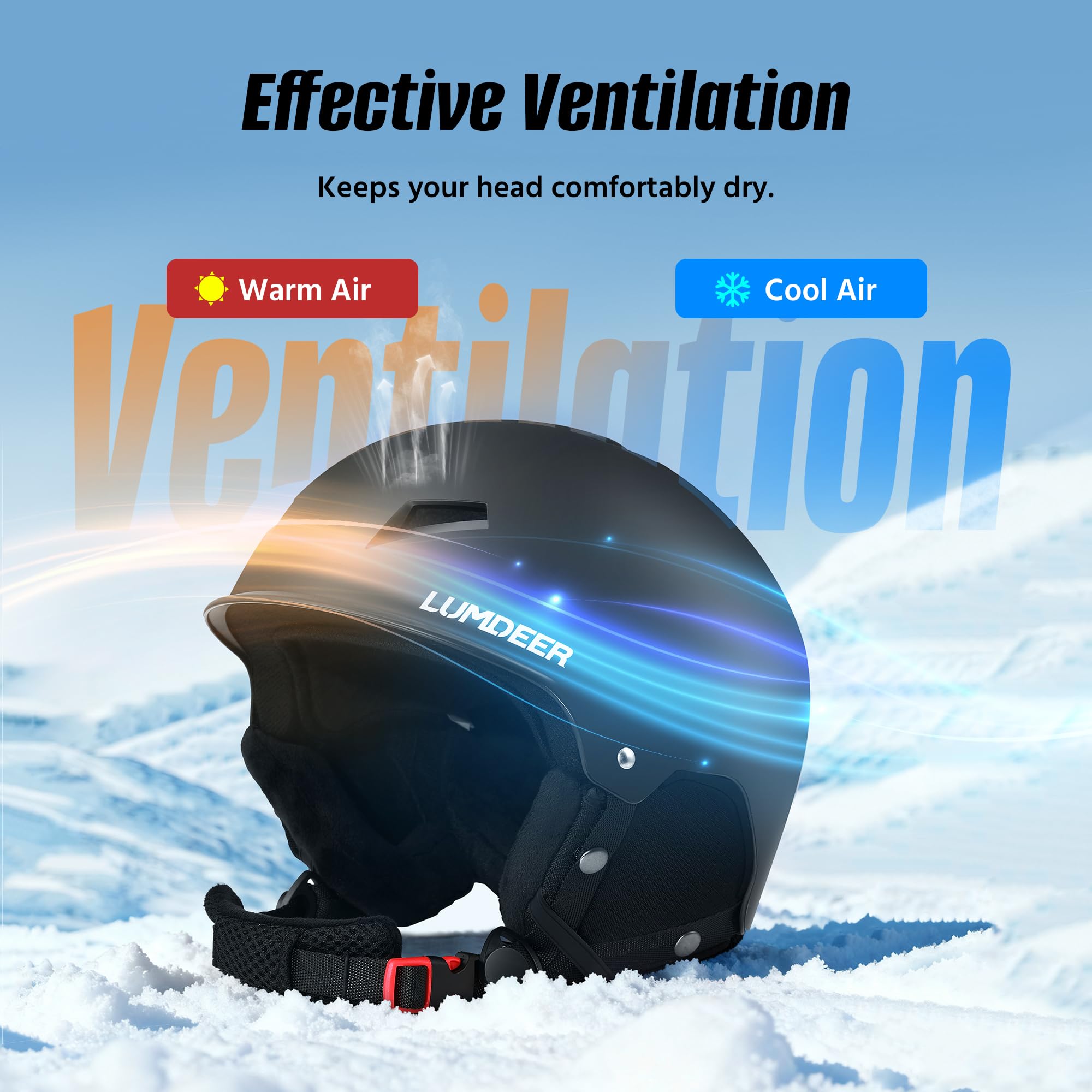 LUMDEER Kask narciarski z goglami 2 w 1, ochrona przed promieniowaniem UV, kask snowboardowy, certyfikowany regulowany kask sportowy dla mężczyzn i kobiet, narciarstwo, jazda na łyżwach, snowboardzie