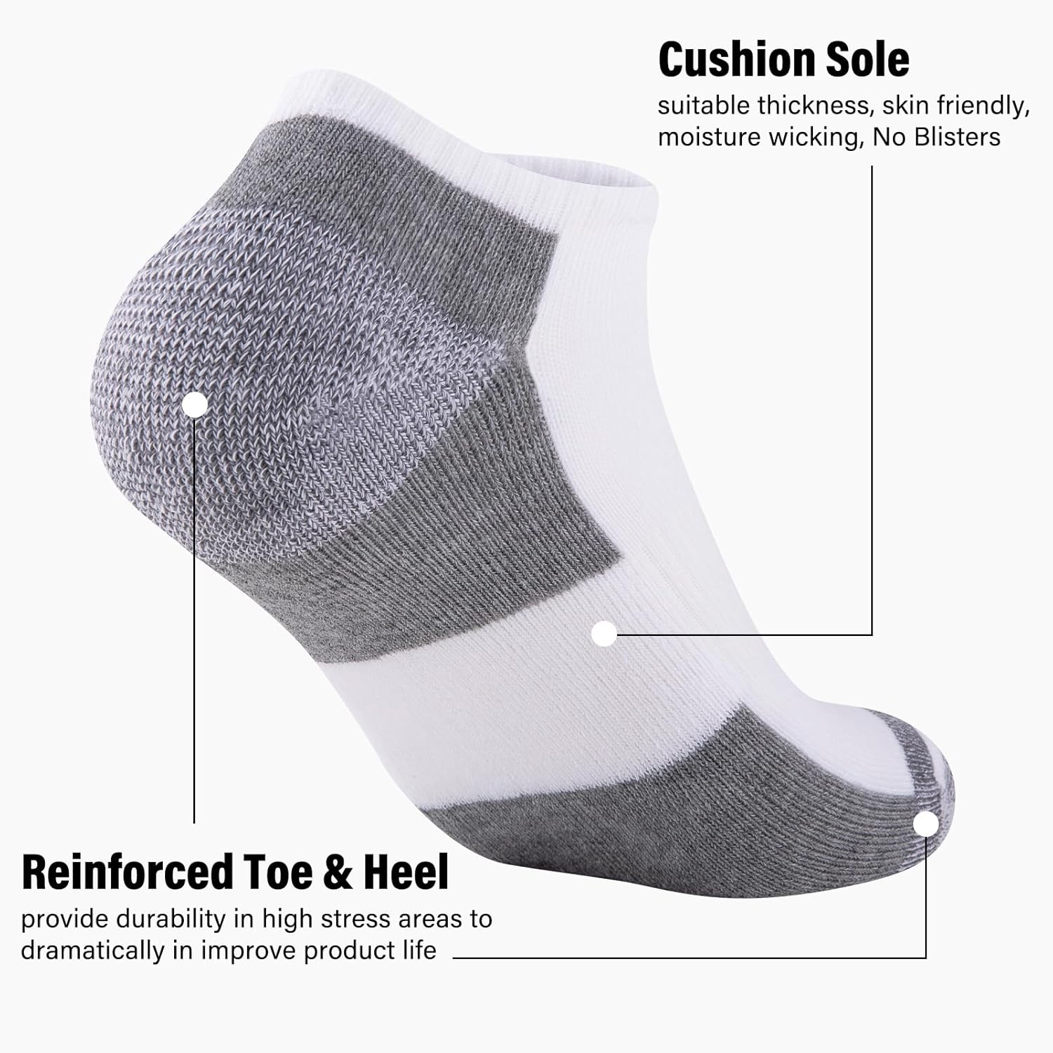 COOPLUS 12 Pack Mens Cushioned Ankle Socks, Low Cut Breathable Casual Socks (Shoe Size 6-11) - Image 6