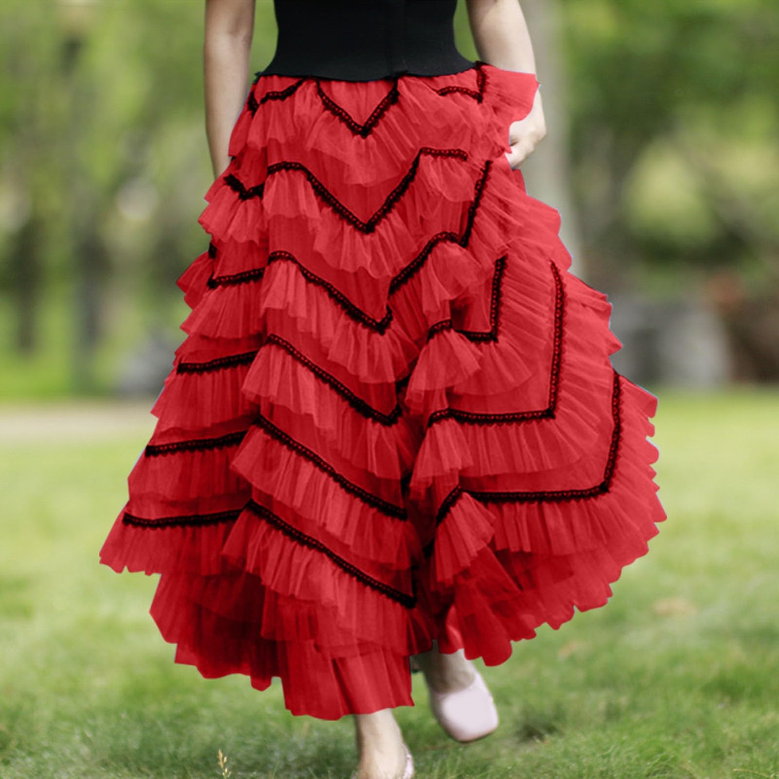 HOOUDO Damen Tüll Rock Unterrock NetzFeenMittellanger Langer Tanzrock Tüllrock Pink Petticoat Kurz Kinder Ballettkleid Ballettkleidung Mädchen Blau Umhang Schwarz Korsett