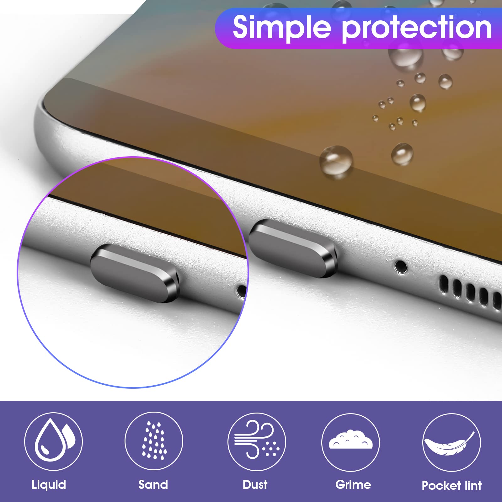 USB-C Stofkappen – Set Voor Laadpoort En Hoofdtelefoonaansluiting, Universeel