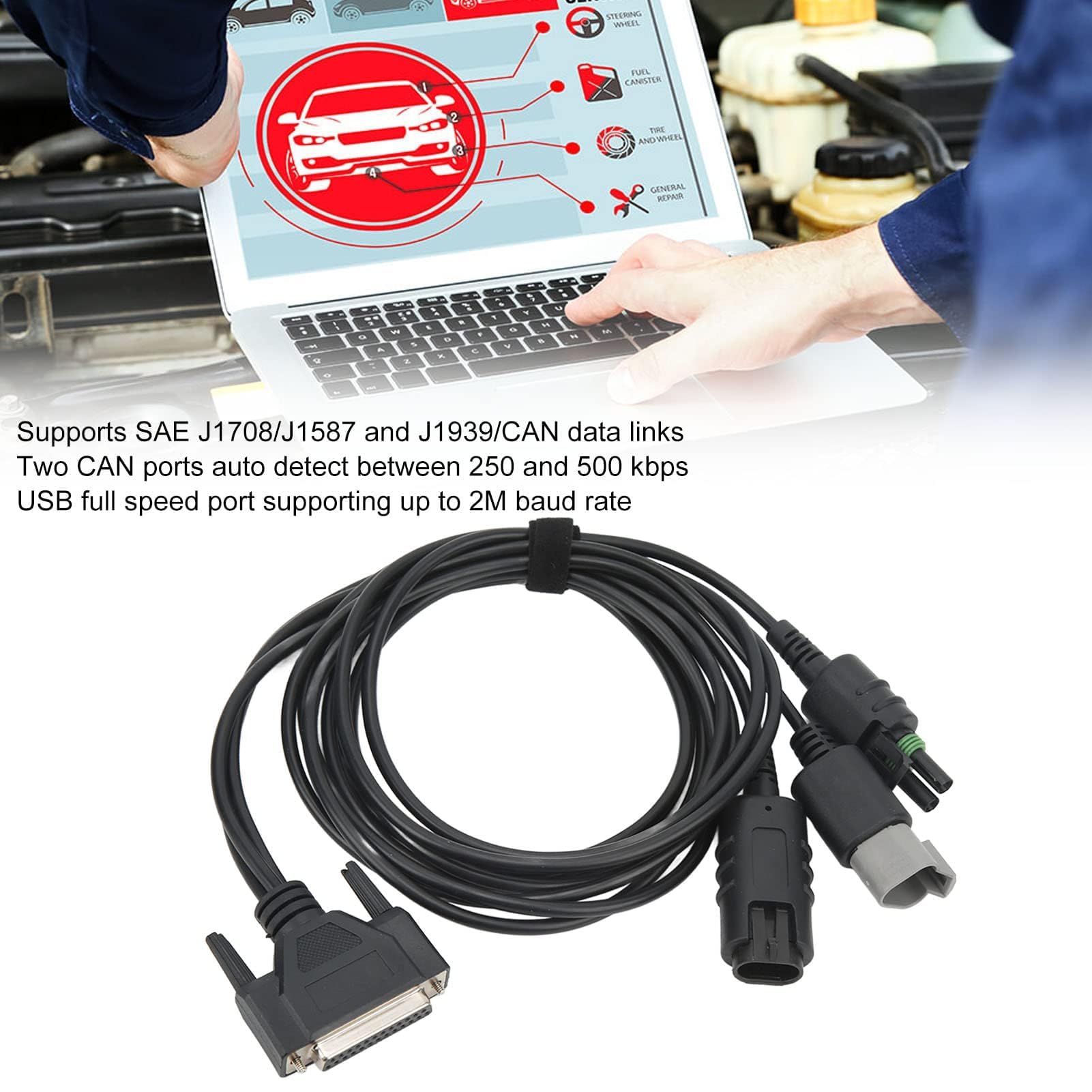 Kit Adattatore Collegamento Dati in Linea 6, Sostituzione Strumento Diagnostico Strumento Diagnostico Scanner per Camion per Impieghi Gravosi per Motore (con scatola portaoggetti)