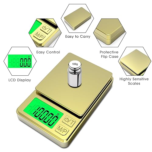 Miniatura 5 de Mik-Nana Báscula digital de bolsillo, 17.64 oz x 0.00 oz, escala de gramos de alta precisión, báscula electrónica portátil con cubierta protectora,