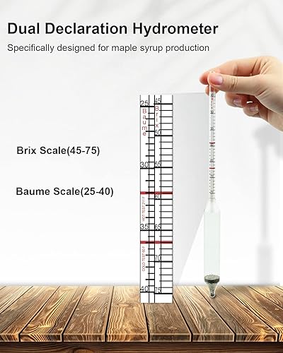 Miniatura 2 de Kit de taza de prueba de hidrómetro de jarabe de arce, kit de densidad de jarabe de arce, escala Baume y Brix, kit de jarabe de arce de acero