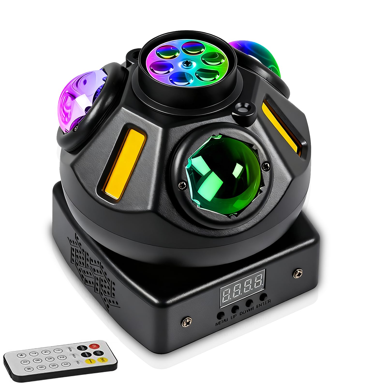 Moving Head Bühnenlicht 60W, Moving Head LED RGBW 4-in-1 DMX512 19CH Partylicht Soundaktivierter Lichteffekt Disco Licht mit Fernsteuerung für DJ Bar Geburtstag Club Hochzeit Party Scheinwerfer