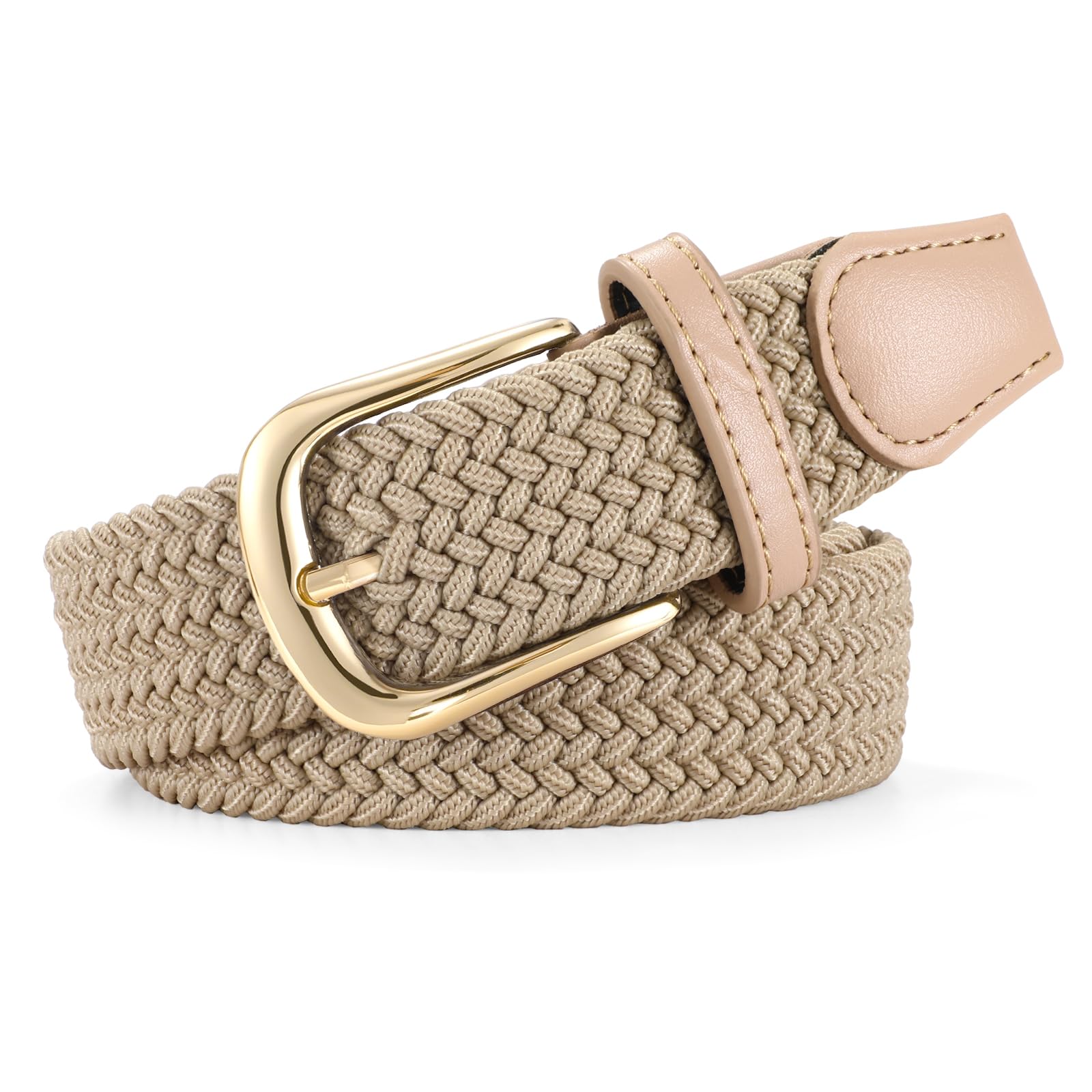 JasGood Pasek damski, pleciony, elastyczny pasek, regulowany pasek ze stretchu, szerokość 3,3 cm, do dżinsów i spodni, rozciągliwy pasek materiałowy unisex