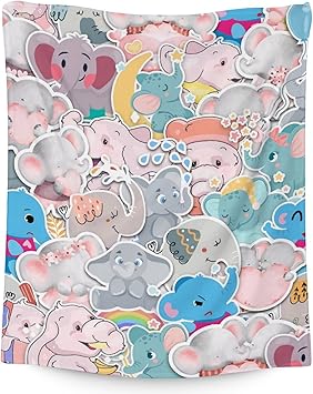 Elephant Blanket Gifts - 40"x50" Cute Throw for Women Girls - Colorful Soft Fuzzy Blankets for Bed, Couch & Living Room