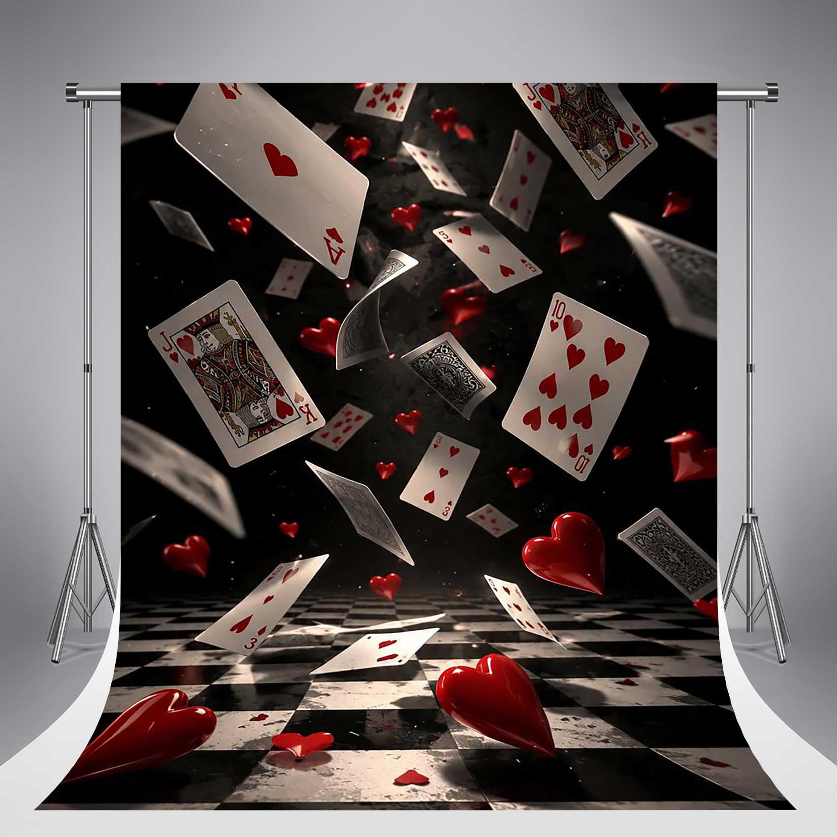 Kate carte poker cuori sfondo foto 8x8ft/2.5x2.5m carte da poker cuore