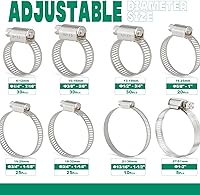 Vista 2 de 175 piezas Abrazaderas de manguera de acero inoxidable surtido ajustable 1/4"-2" (6-51mm) Abrazadera de manguera de accionamiento helicoidal