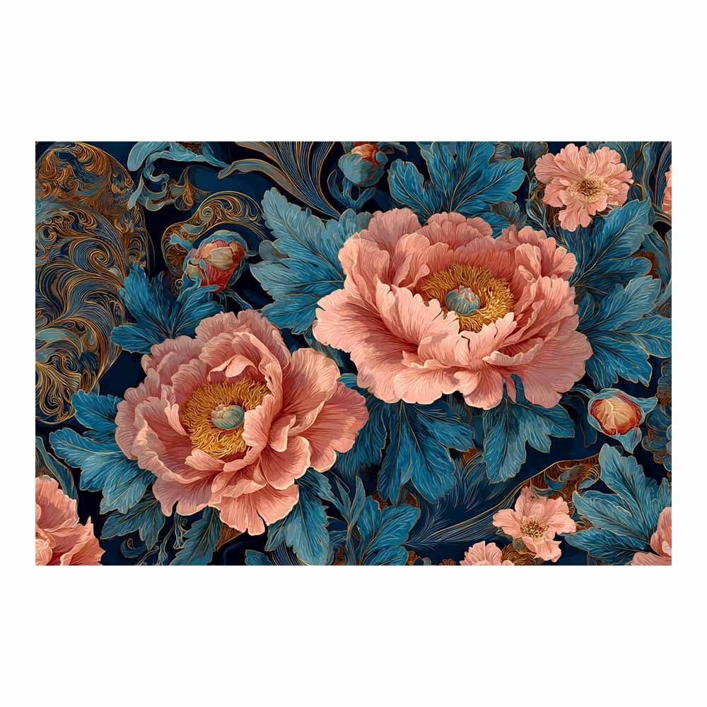 Hoqiu Multicolor Botanical Wall Art Pink Peony Wall Art Pictures, Print Canvas Poster Decor For Living Room, Bathroom Canvas Art, For Bedroom Home Decoration.(Multicolor)-80X120cm Unframed