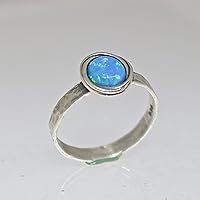 Vista 36 de Anillo de plata de ley con piedras preciosas para mujer, anillo apilable de piedra martillada, anillo de piedra natal