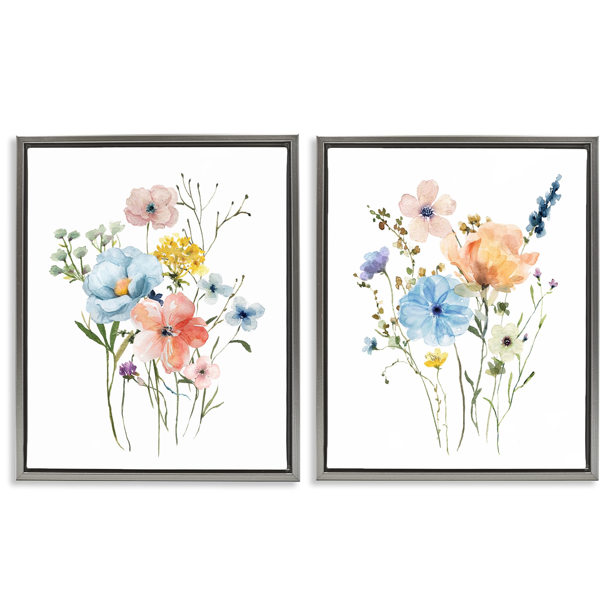 Stupell Industries Pastel Wildflower Bouquet Pair 'Wildflower Sprig Bundles'| 2Pc Floating Frame Art Set 2