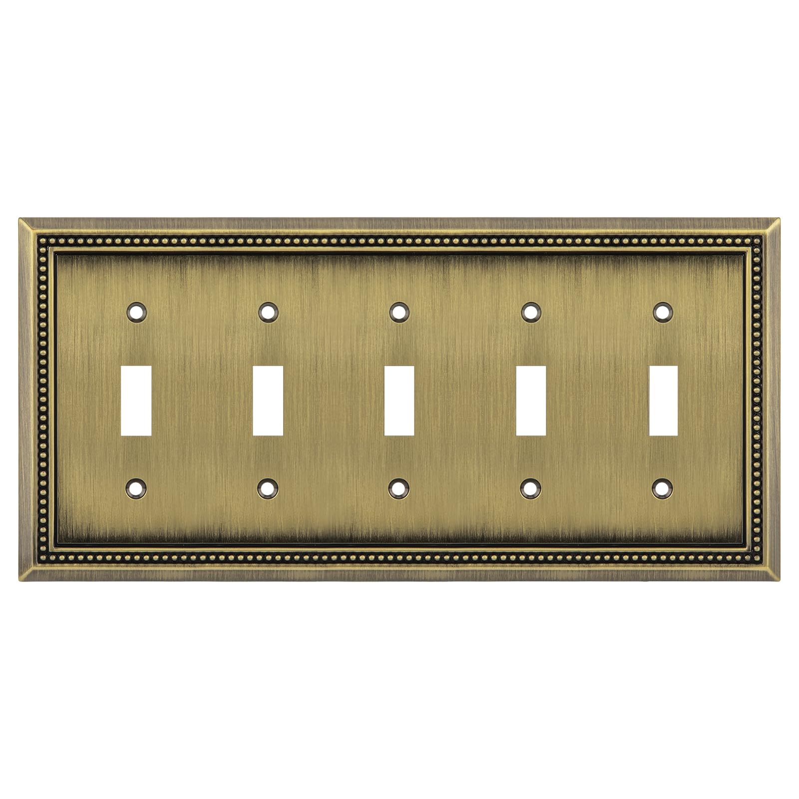 Henne Bery Sunken Pearls Heavy Duty Decorative Wall Plate Switch Plate Outlet Cover (5-Gang Toggle, Antique Brass)