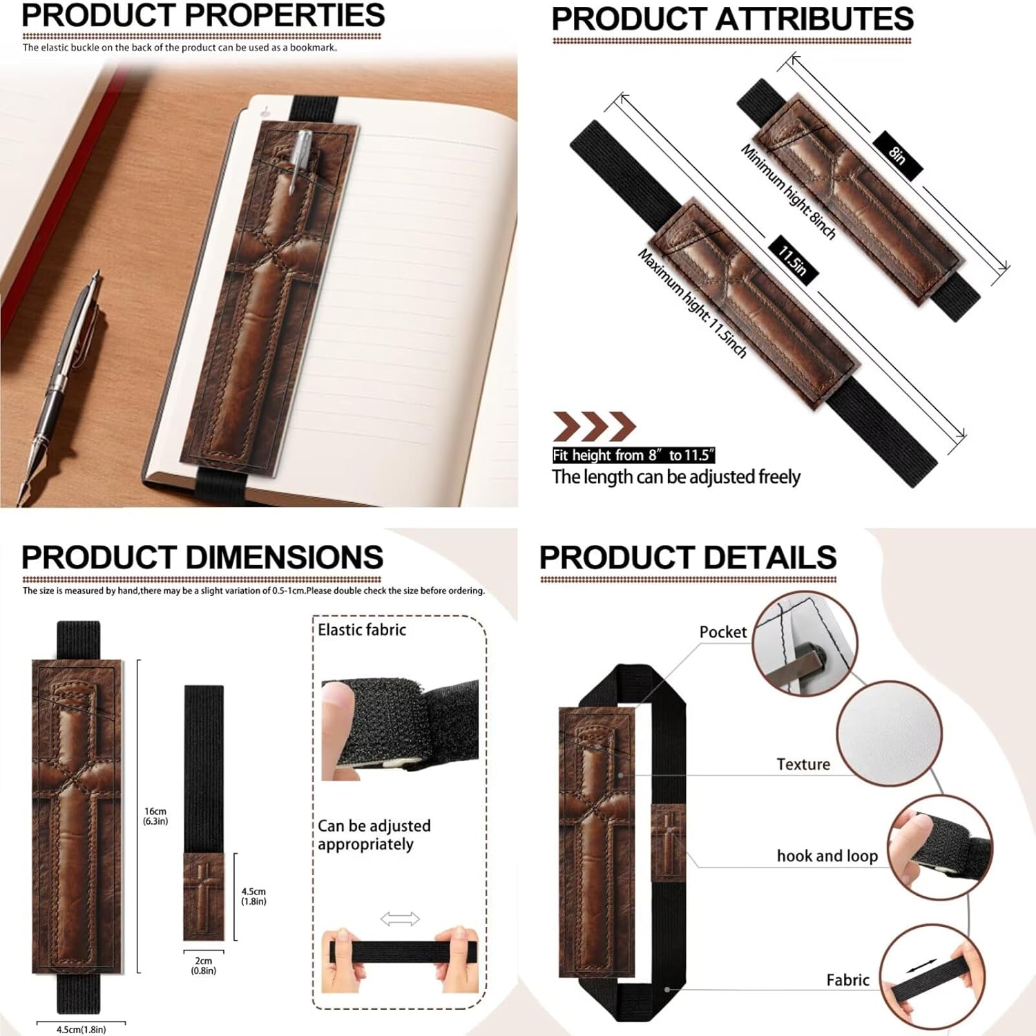 FOR U DESIGNS Extra Large Bible Case Set with Pen Sleeve 11x8x2.1 Inches PU Leather Cross Print Church Study Supplies Stylish Religious Gifts for Men 2 Piece