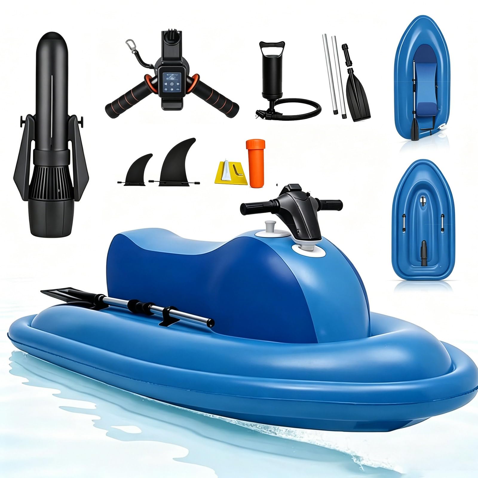 ZyKnaurral Summer Electric Motor Boat, Inflatable Jet Boat With Underwater Scooter, with 500W/700W Kayak Electric Motor, 330 lbs, for Adults and Kids Sea Swimming Diving Equipment 700W16A