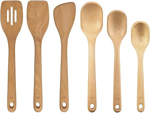 OXO Good Grips - Juego de espátula de madera de 3 piezas y cuchara de madera de 3 piezas