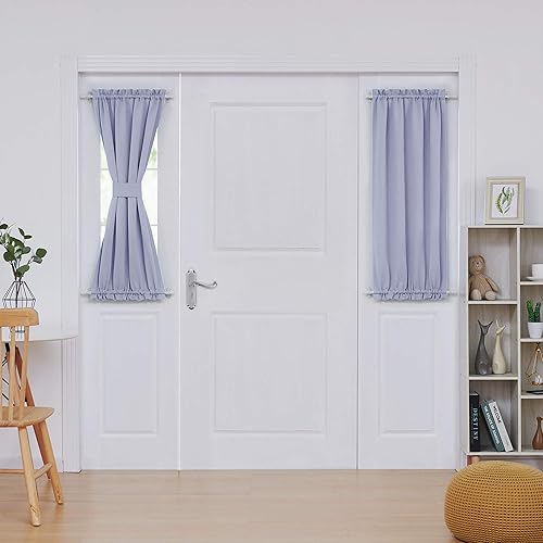 Miniatura 120 de Deconovo Cortina opaca de Navidad para puertas de vidrio y luces laterales, panel de privacidad con aislamiento térmico con doble bolsillo para