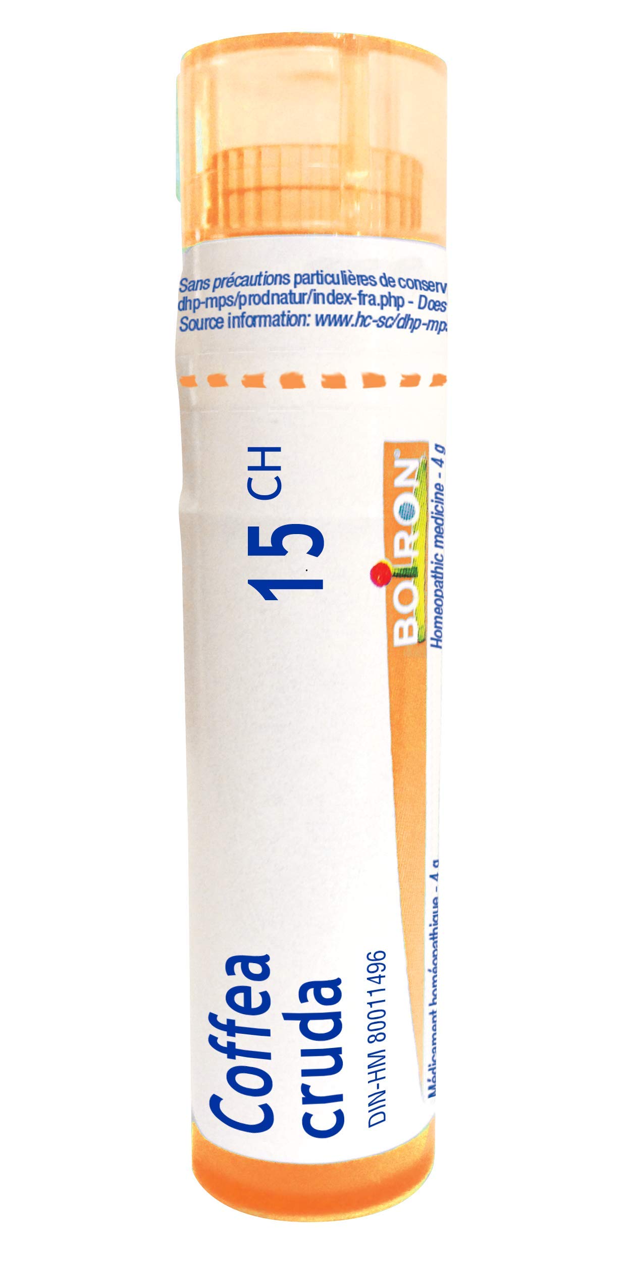 Boiron Coffea cruda 15ch,Homeopathic medicine. Each tube contains 4 g (approximately 80 pellets)