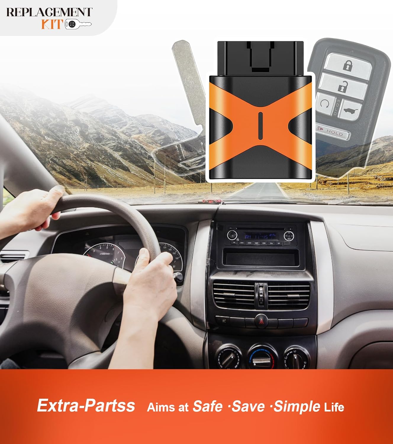 Simple OBD and Smart Car Key Fob Replacement for Honda KR5V44 KR5T44 fits Passport Pilot 2019 2020 2021 (5Btn - KR5T44 / KR5V44)