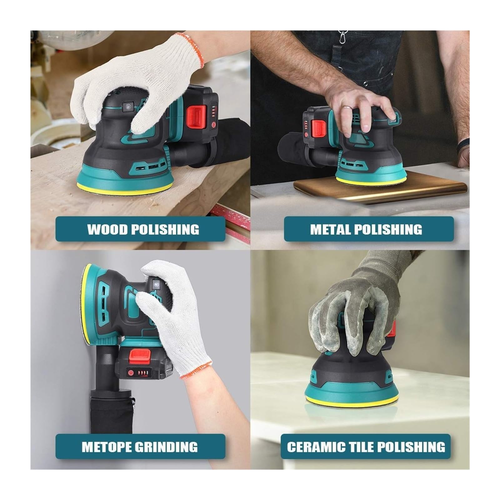 125 MM Cordless Random Orbital Brushless Electric Sander Profesjonalna polerka z 1 papierem ściernym DIY i kreatywne hobby(1 batteries)