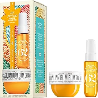 SOL DE JANEIRO Bum Bum Party of Two Beauty Gift Set | Brazilian Bum Bum Cream 2.5 fl oz & Cheirosa 62 Perfume Mist 1 fl oz | Beauty Minis | Limited Edition | Travel Size Trial Set