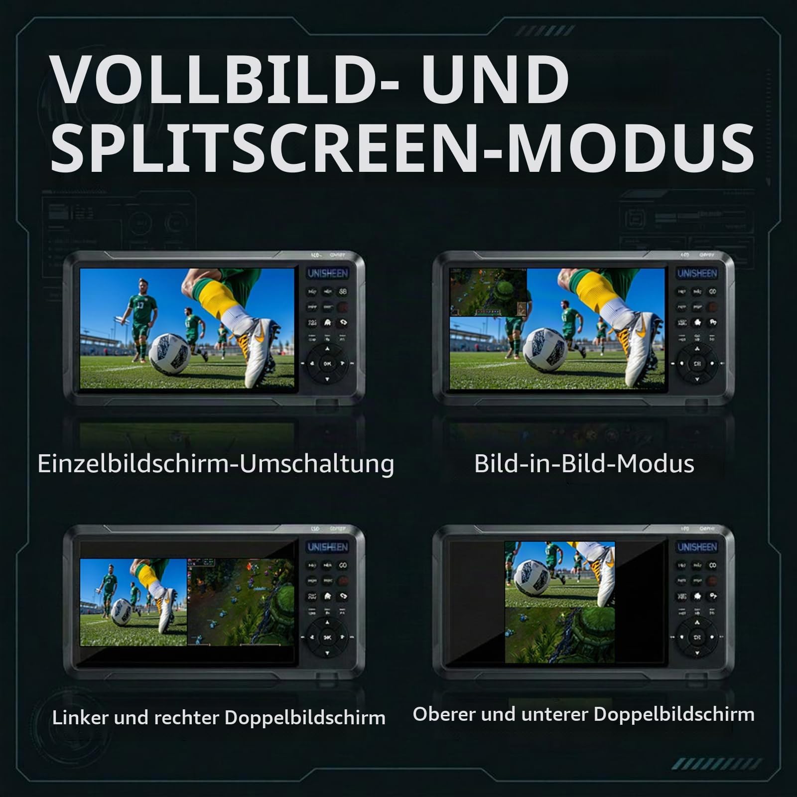 HD Video Capture Box 2 Channel 1080p 60 FPS HDMI Picture-in-Picture Video Recorder with Screen 7 inches MP4 Support SD Card U Disk Storage Have USB2.0 Cable Remote Control