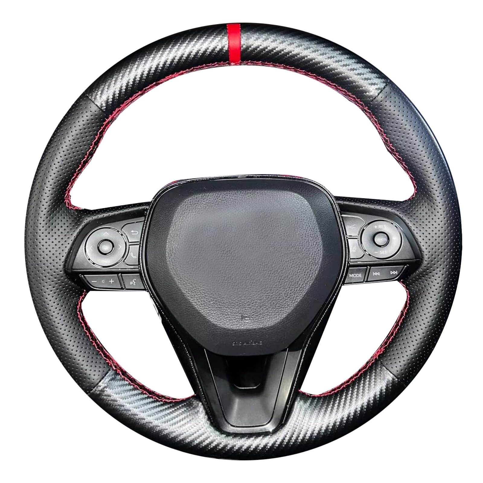 Loncky Custom Stitched Genuine Leather Steering Wheel Cover for Toyota Avalon RAV4 2019 2020 2021 2022 2023 2024/ Camry 2018-2024 / Corolla 2020-2025/