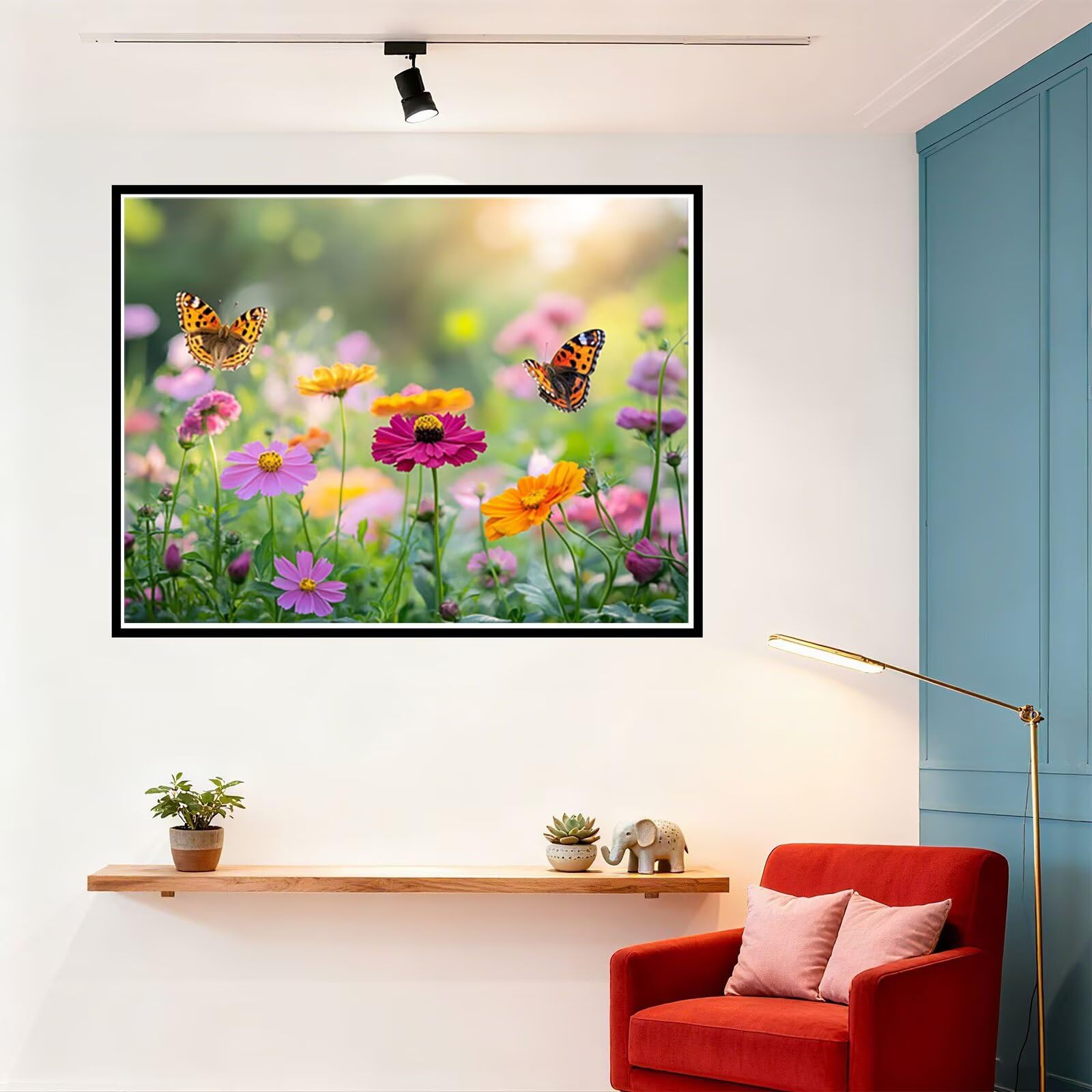 Blume Malen Nach Zahlen Erwachsene Schmetterling Malen Nach Zahlen Kinder ab 7, DIY Set Erwachsene Bastelsachen Kreativ Set für Kinder Geschenke für Männer, Weihnachten Halloween Deko 60x80cm H - 934