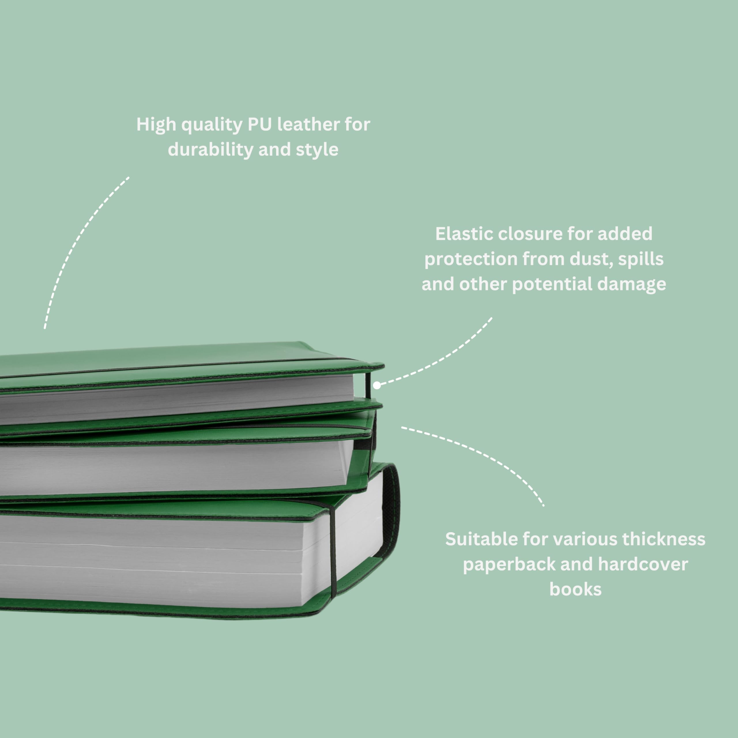 Paperback Book Cover, Book Protector, Green, M - Image 2