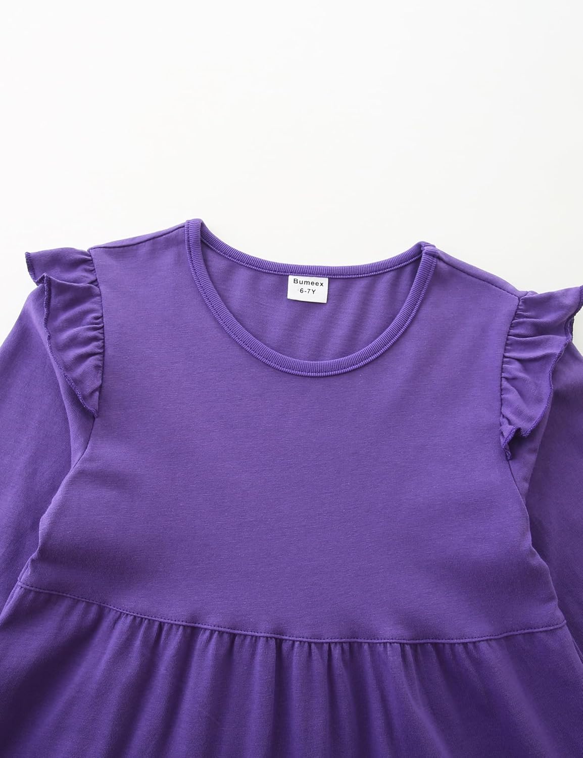 Bumeex Girl's Dresses Cotton Ruffle Sleeve Tiered Swing A-Line Cute Midi Casual Sundress - Image 3