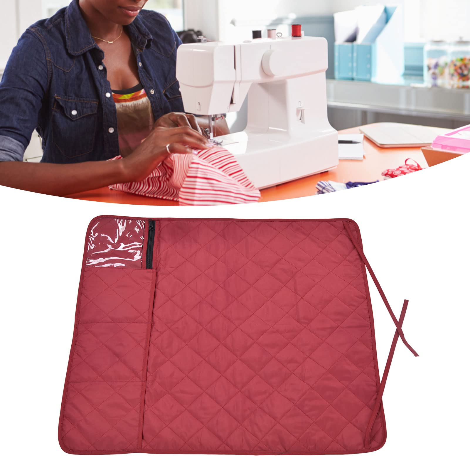 Tapis De Machine à Coudre Avec Poches - 66x60 Cm, Tissu Oxford Résistant - Protège Ta Table Et Range Tes Accessoires