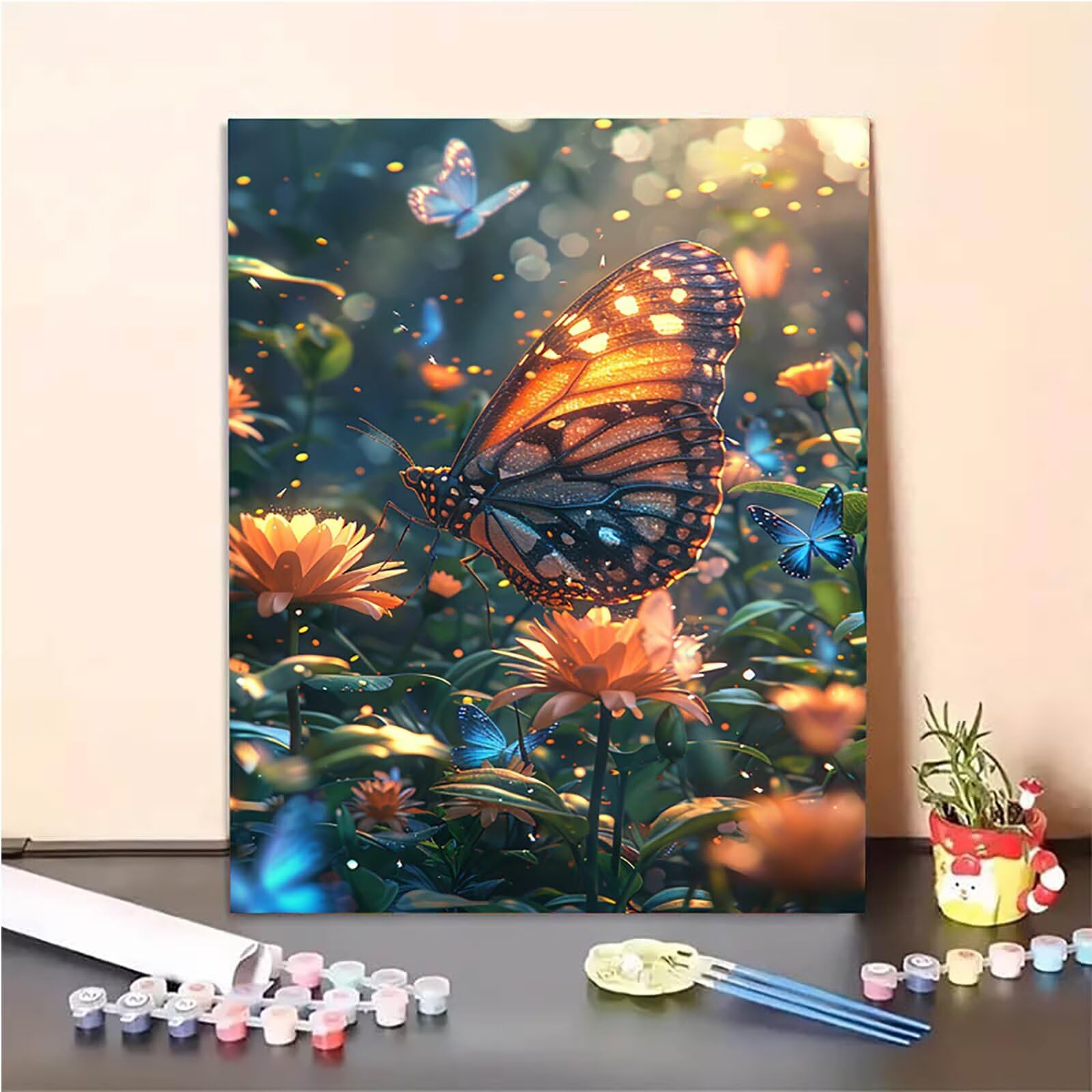 Paint by Numbers 花, 数字油絵 蝶 初心者と大人 適用対象, 数字塗り絵