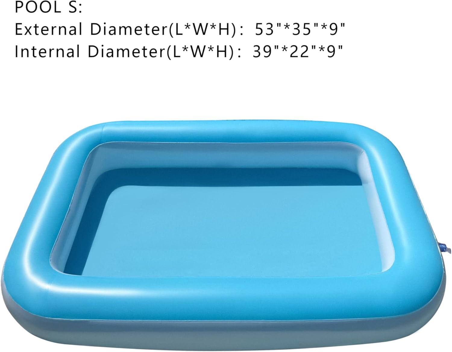 Inflatable Splash Pool for Kids, Plastic Wading Pools Outdoor, Large Sensory Sand & Water Play Pit for Toddlers, Kiddie Small Swimming Pool with Air Pump, Sand Box Backyard (53"*35"*9")