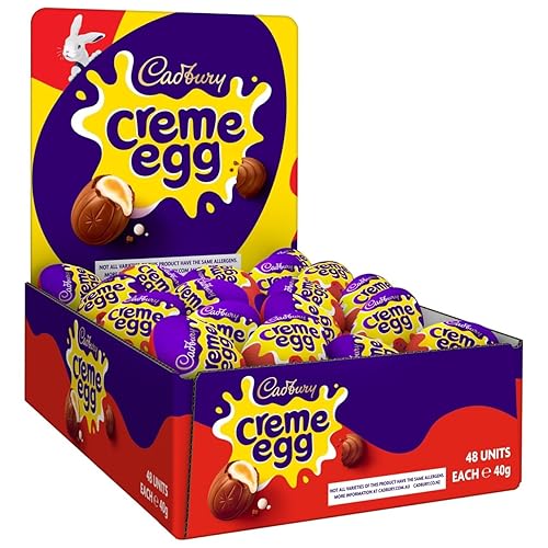 Cadbury Creme Egg - Milk Chocolate Filled With Creamy Filling, Pack of 48 x 40 g - Creme Egg - 1.41oz (40g), 2 inches