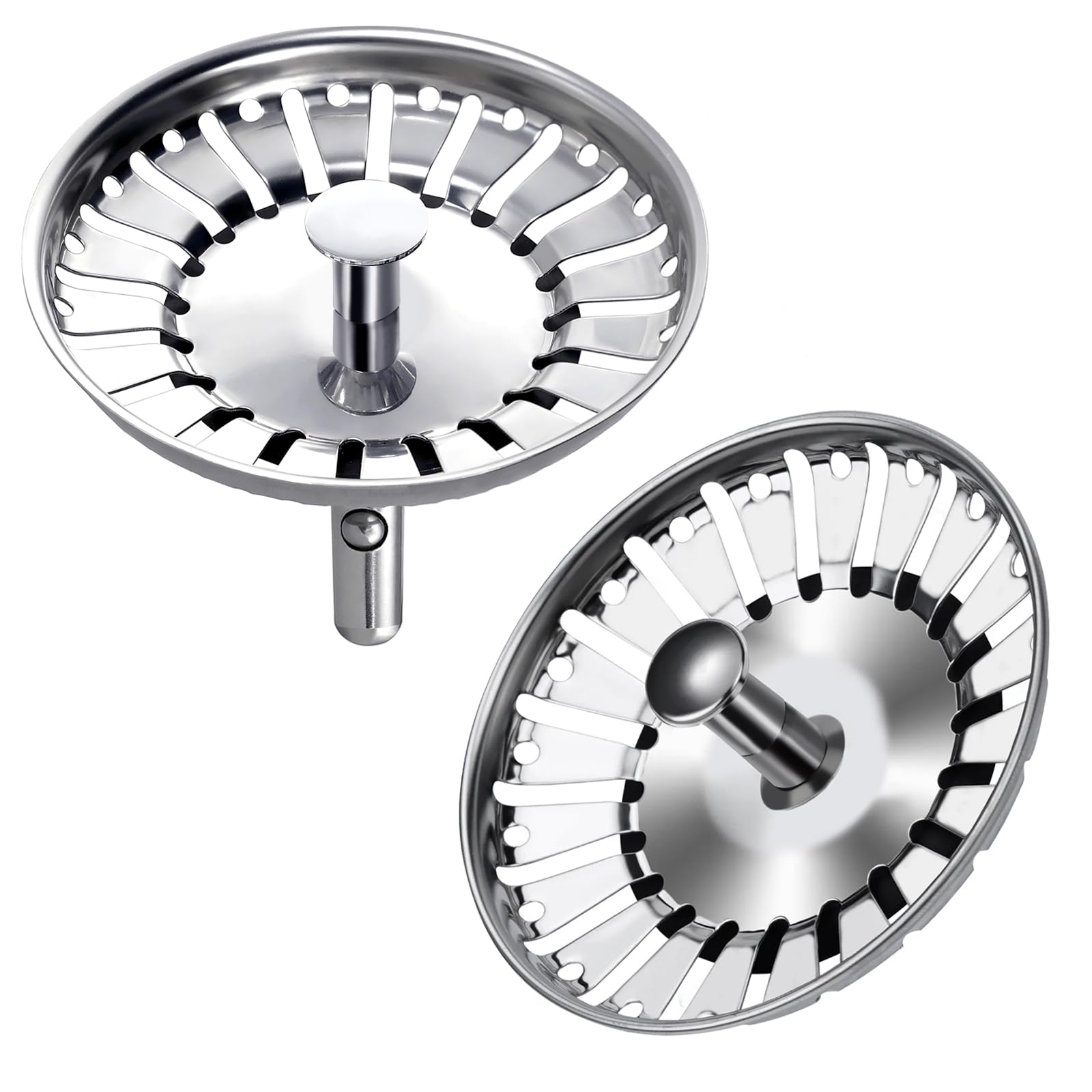 2 Pack Kitchen Sink Strainer, Stainless Steel Sink Plug, Hole Kitchen Sink Plug Strainer For Food Waste/Hair Catcher, UK Sinks Hole Diameter 84mm