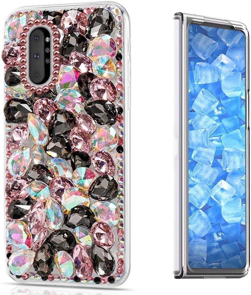 STENES Sparkle Case Compatible with Samsung Galaxy Z Fold 2 5G Case - Stylish - 3D Handmade Bling Crystal Stone Rhinestone Crystal Diamond Design Girls Women Cover - Colorful