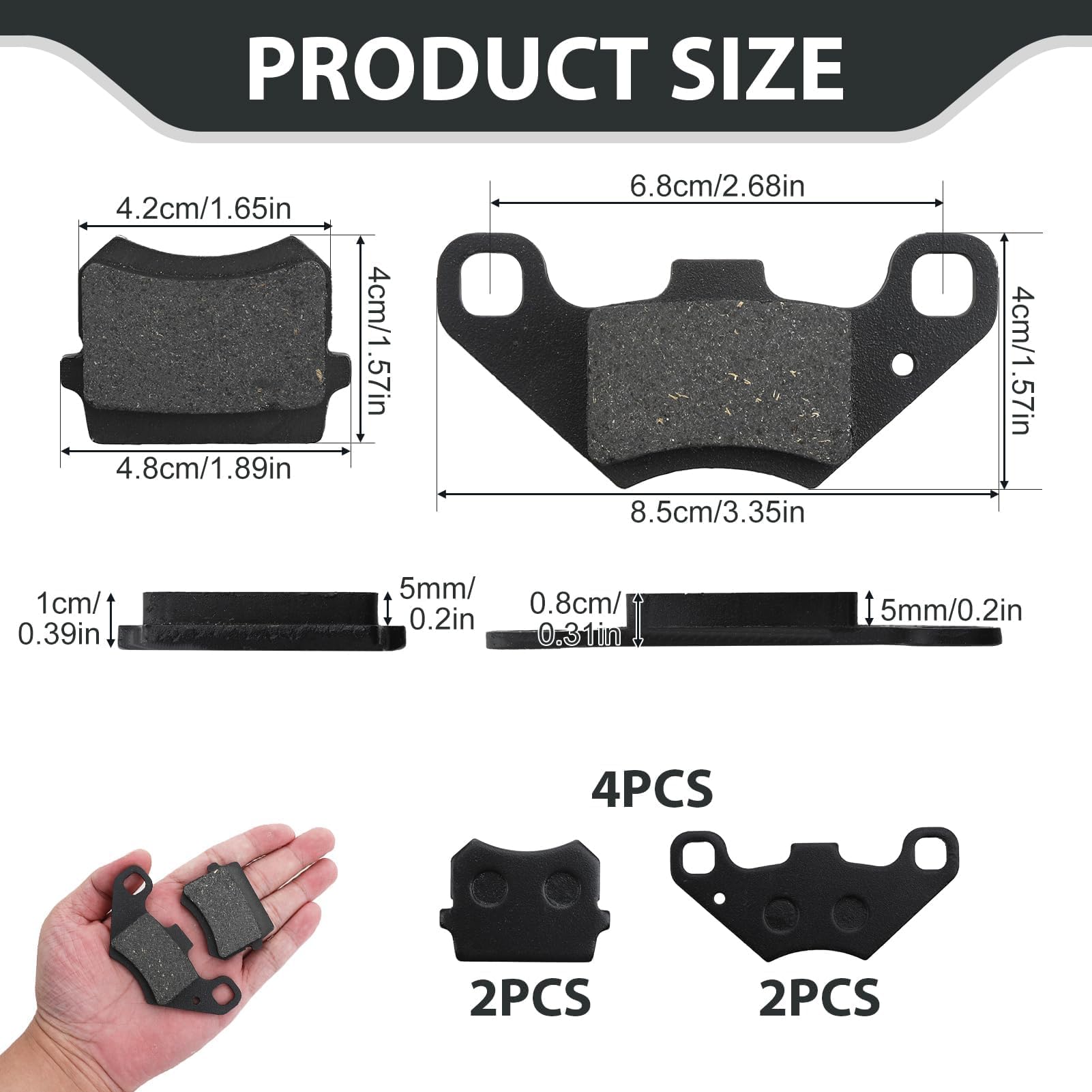 4 Stück Ersatz des Hinteren Scheibenbremsbelags Ersatz Für 50cc 70cc 90cc 110cc 125cc 140cc ATV Go Kart Quad Dune Buggy 4 Wheeler, Atv Bremsbeläge Asbestfrei Bike Brake Pads (Schwarz)