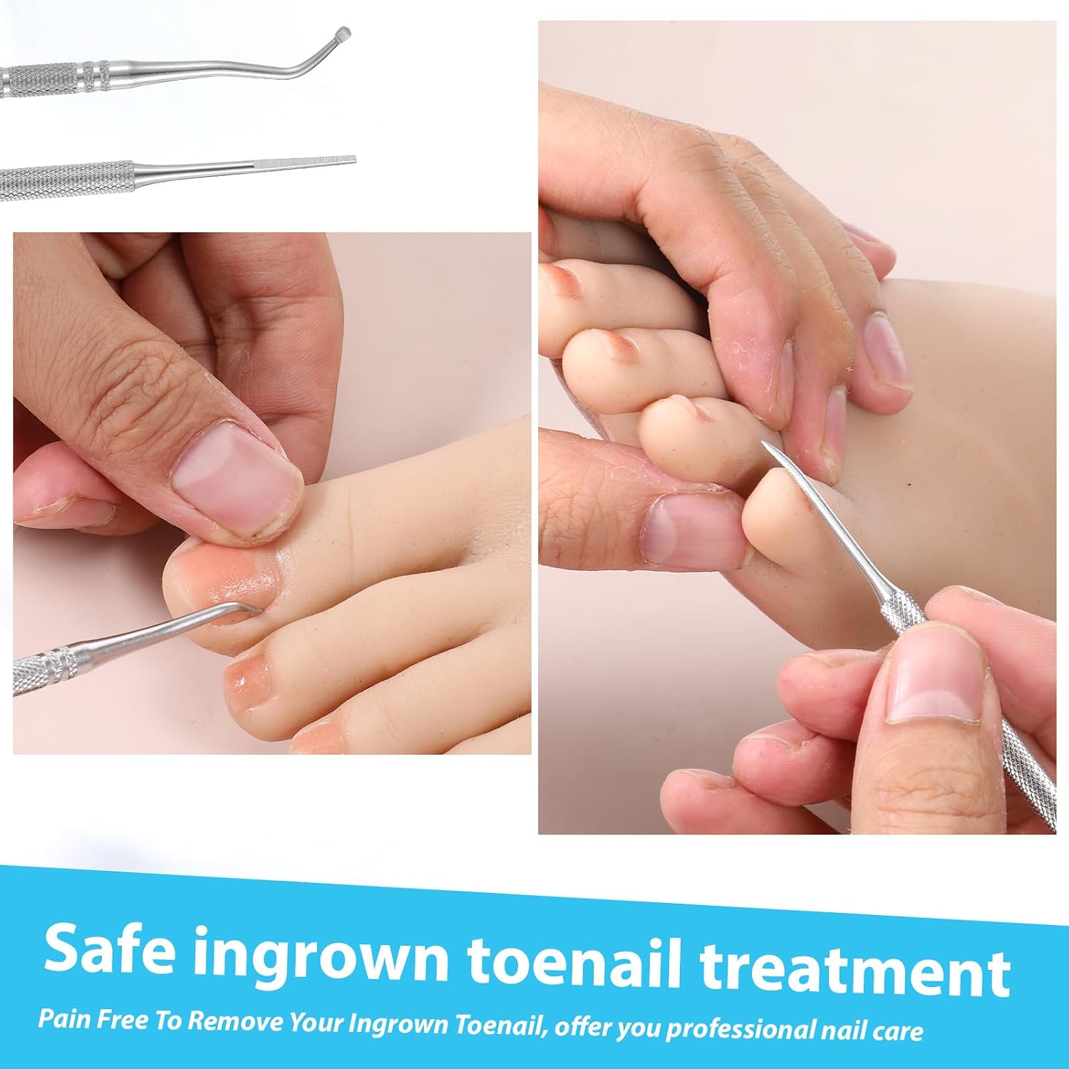 3 Pcs Pedicure Tools for Feet Ingrown Toenail File and Lifters Upgraded Professional Ingrown Toenail Treatment Double Head Nail Cleaning Tools Under Sidewall Cleaner Pain Relief Accessories