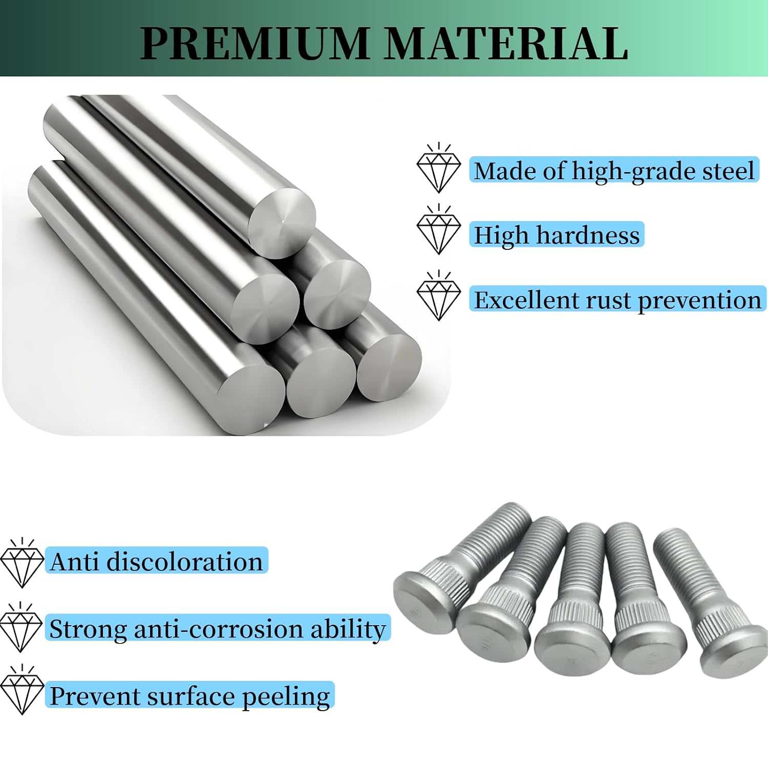 5Pcs 90942-02077 M14×1.50 Wheel Studs Lug Stud Bolt