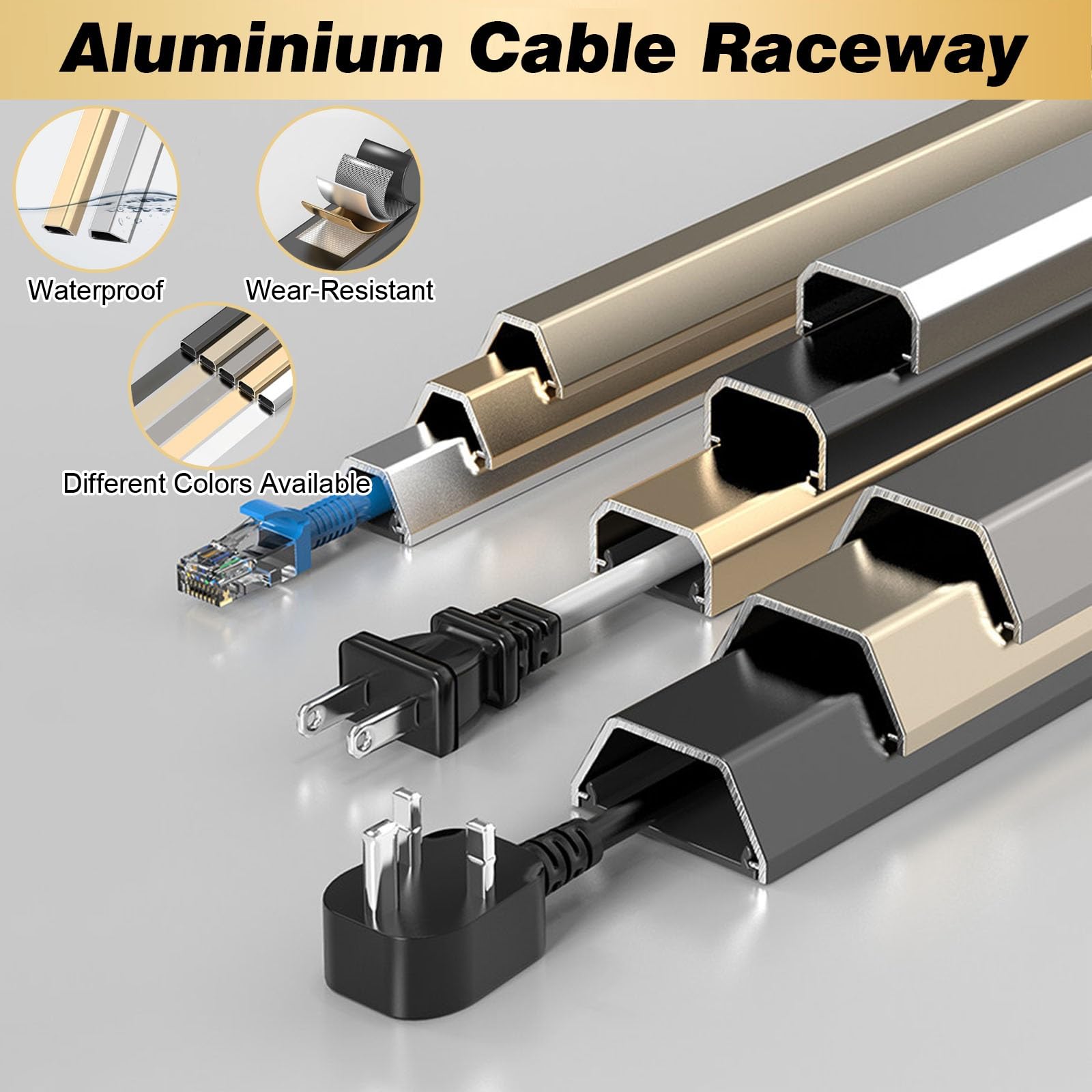 Passacavi Canalina Copricavi A Scatto Autoadesiva Color Argento per Garage E Officina – Adatta per Cavi di Varie Dimensioni(1 Cables,L 1.5m/59in/4.9ft)