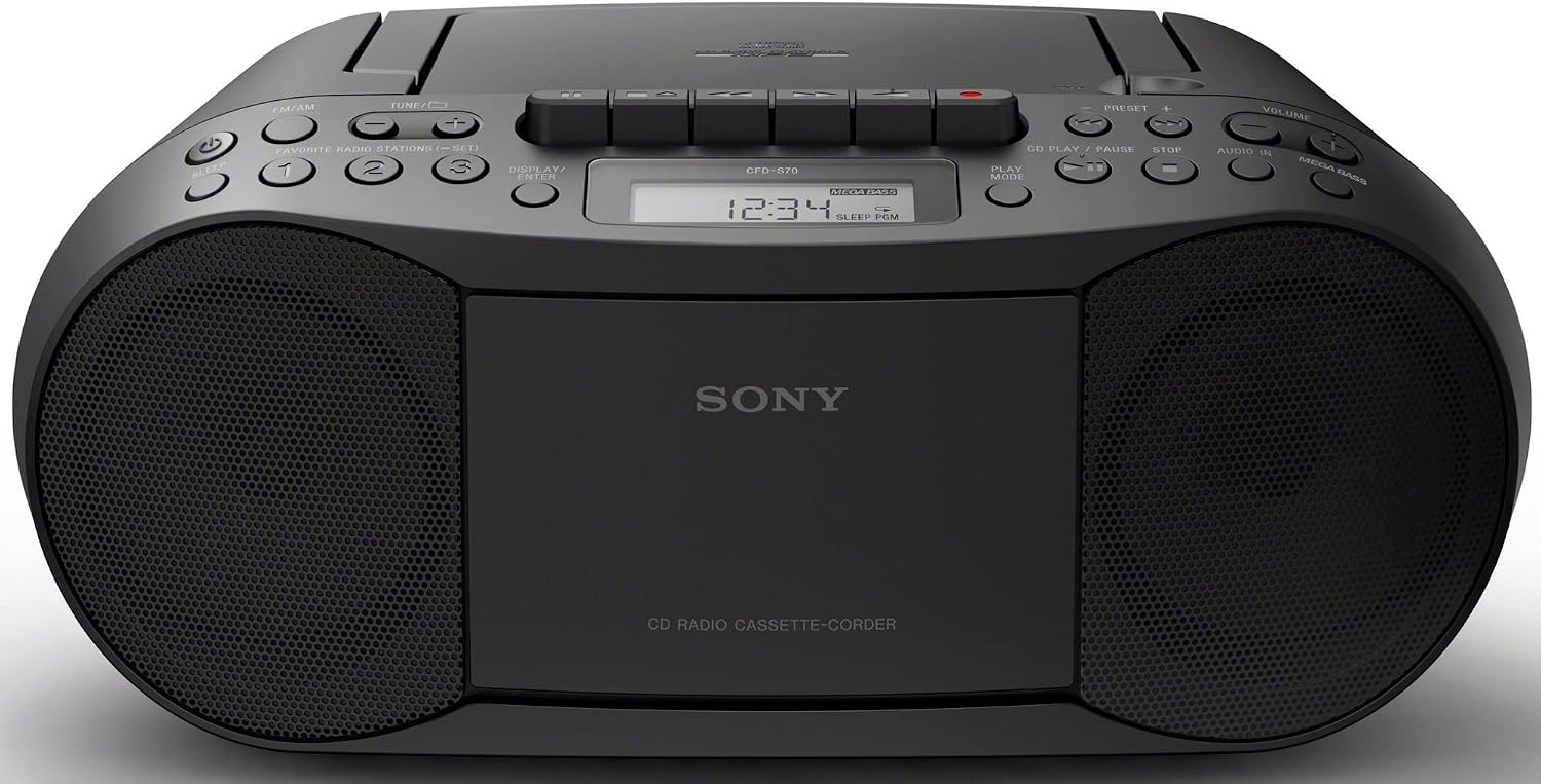 Sony Portable Full Range Stereo Boombox Sound System with MP3 CD Player, AM/FM Radio, 30 Presets, Headphone and AUX Jack - Bonus DB Sonic CD Head Cleaner