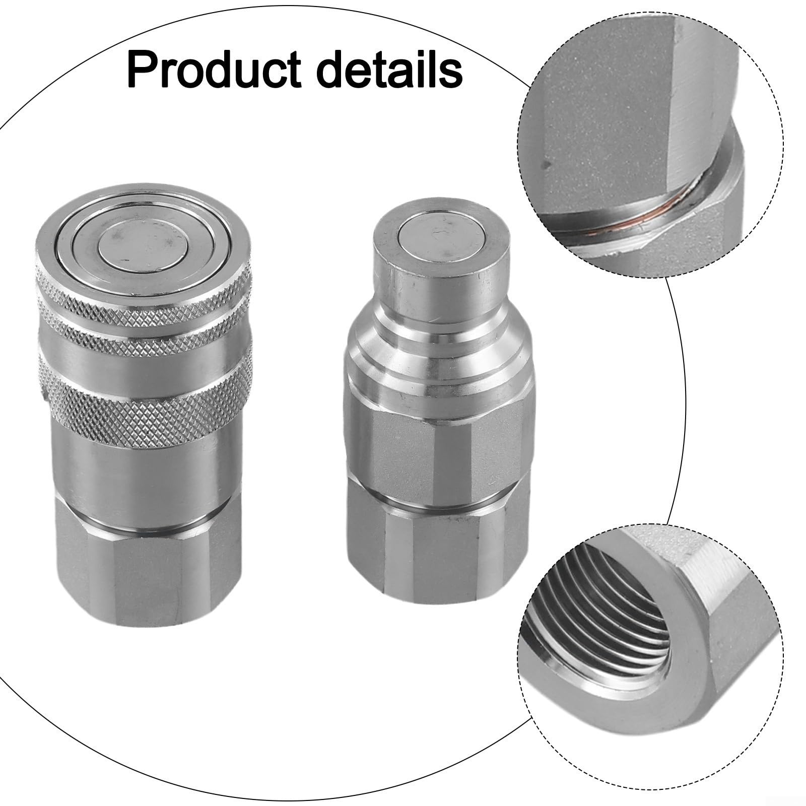 Hydraulik Schnellkupplung Flach mit Ventil Satz aus Kohlenstoffstahl Weißverzinkt Für NPT 1/4 3/8 1/2 3/4 Zoll Landwirtschaft Baumaschinen Industrie