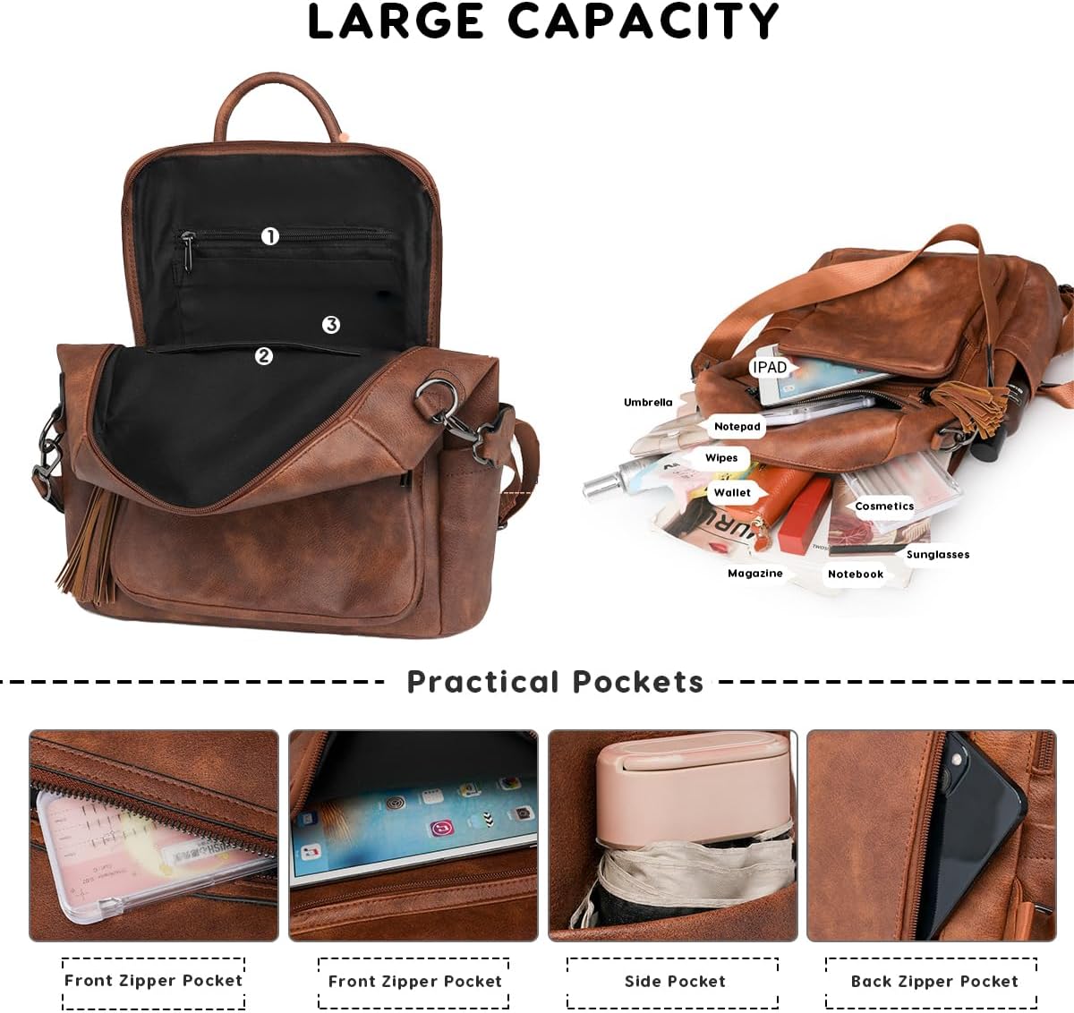 Sac Scolaire Léger SONARIN Sac à Dos Femme Imperméable - 15 Pouces Ordinateur Portable - École Travail Voyage Sac Voyage